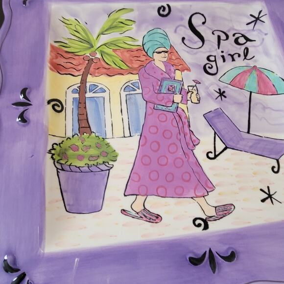 Certified International Jennifer Brinley Dinner Plates Spa Girl  Set of Two - Picture 7 of 8